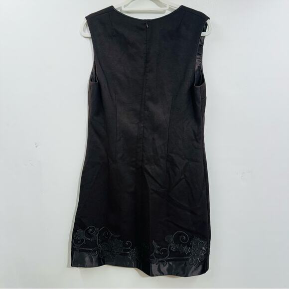 Tahari Ornah Sheath Dress Brown Sleeveless Embellished Hem Size 10  New - Picture 4 of 12